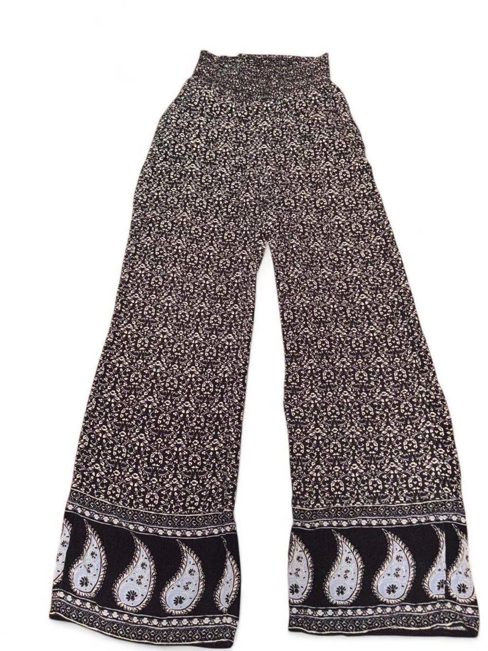 American Eagle Outfitters Black and White Paisley Flare Pants